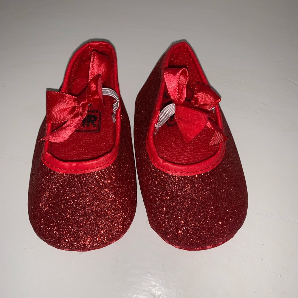 Girls red toddler sparkle shoes pageant